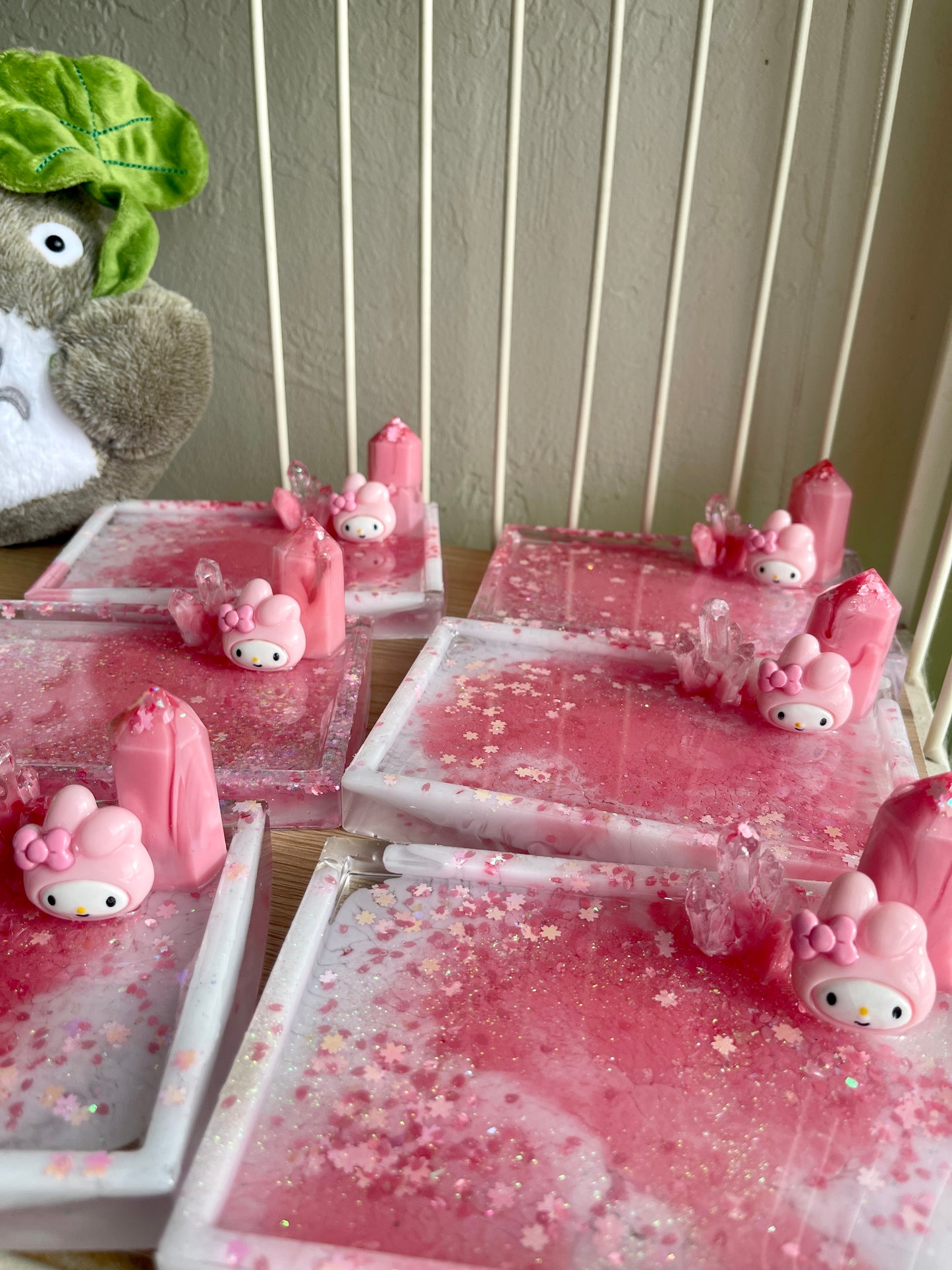 Kawaii Pink Bunny Sakura Trays