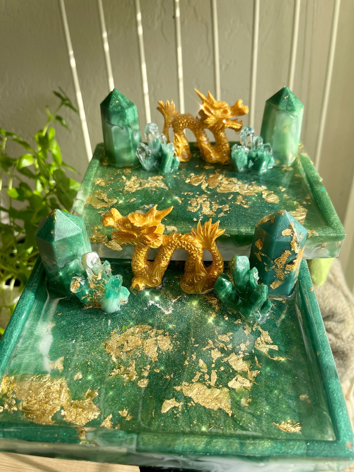 Golden Jade Dragon Trays