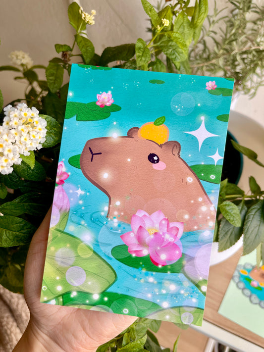 Chilling Capybara Print on 4"x 6" Glossy Paper