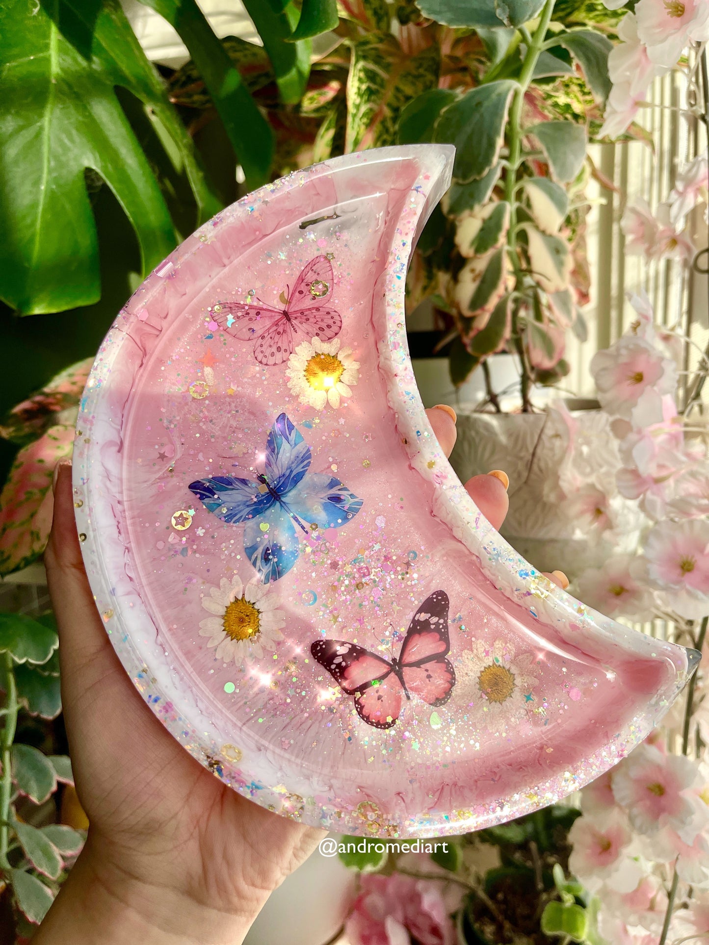Large Pink Butterfly Moon Trays